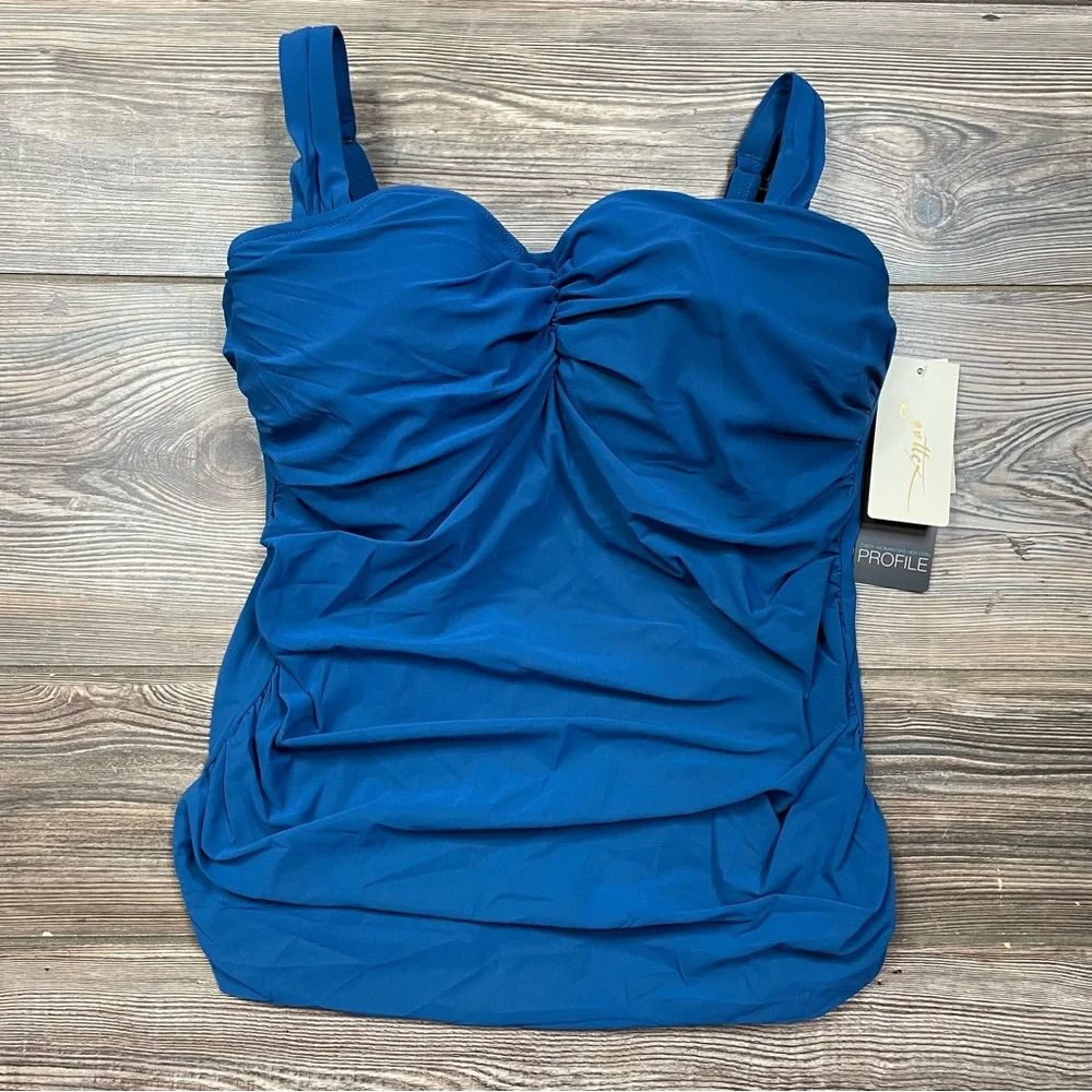 Gottex Tutti Frutti Sweetheart‎ Underwire Tankini Petrol Plus Size 20W NWT $108